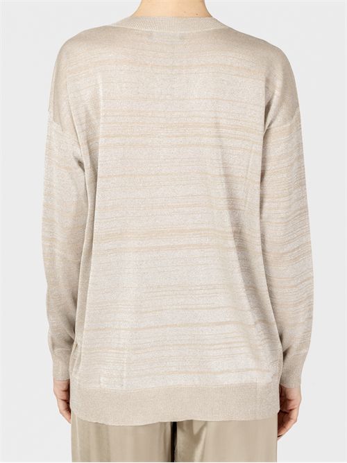 Linen and Cotton V-Neck Sweater with Lurex Threads FABIANA FILIPPI | MAD275F510L3791259